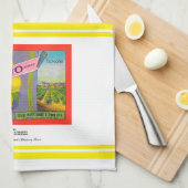 Claremont CA-fruitkratenlabels theedoeken (Quarter Fold)