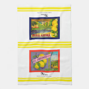Claremont CA-fruitkratenlabels theedoeken