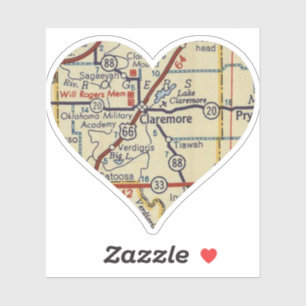 Claremore OK Retro-kaart Sticker