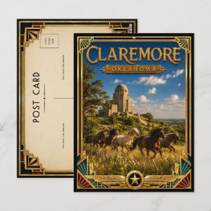 Claremore Oklahoma Vintage Art Deco Gouden Tijdper Briefkaart