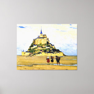 Clarence Gagnon art, Mont-Saint Michel, Morning Canvas Afdruk