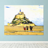 Clarence Gagnon art, Mont-Saint Michel, Morning Canvas Afdruk (Insitu (Houten vloer))