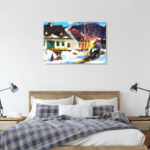 Clarence Gagnon - een Quebec dorp Canvas Afdruk (Insitu (Slaapkamer))