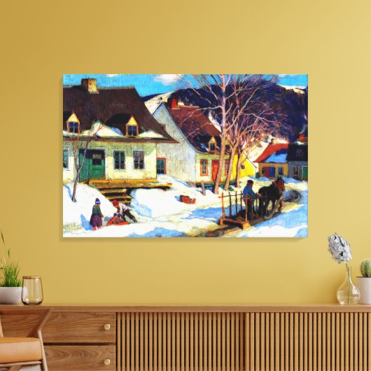 Clarence Gagnon - een Quebec dorp Canvas Afdruk (Insitu (Woonkamer))