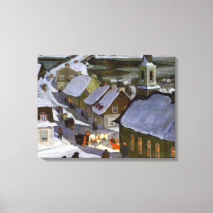 Clarence Gagnon - Midnight Mass Canvas Afdruk