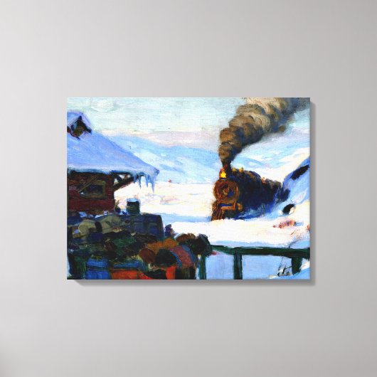 Clarence Gagnon - The Train Baie-Saint Paul Canvas Afdruk (Voorkant)