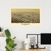Clarendon, TX Panoramic Map - 1890 Poster (Thuiskantoor)