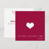 Claret Red & White Minimalist Wedding Invitation Kaart (Voorkant / Achterkant)