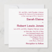 Claret Red & White Minimalist Wedding Invitation Kaart (Achterkant)