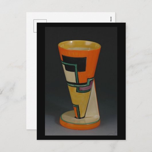 Clarice Cliff Art Deco-Football YO Vaas Feestdagenkaart (Voorkant / Achterkant)