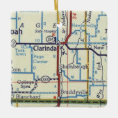 Clarinda IA kaart Keramisch Ornament (Voorkant)