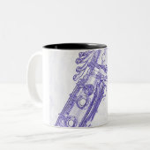 Clarinet Blue Drawing Coffee Mok (Voorkant links)