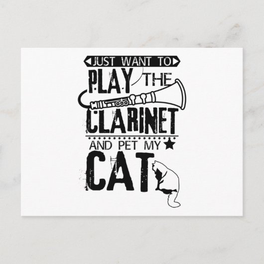 Clarinet Cat Briefkaart (Voorkant)