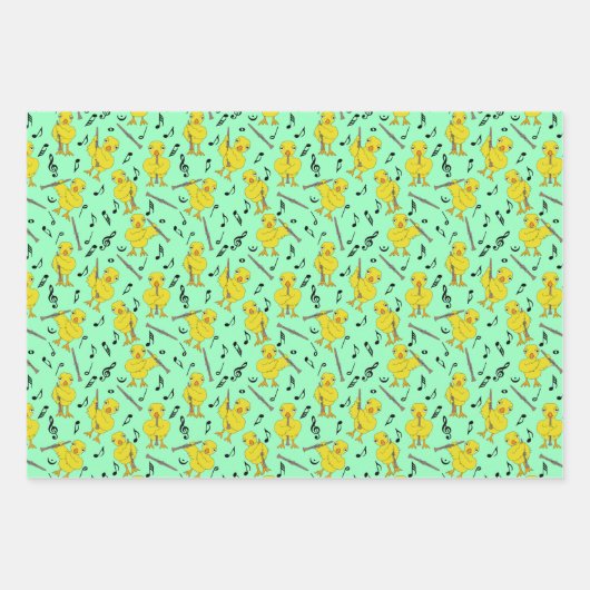Clarinet Chick Clarinets Muzieknoten Wrapping Pap Inpakpapier Vel (Voorkant 3)
