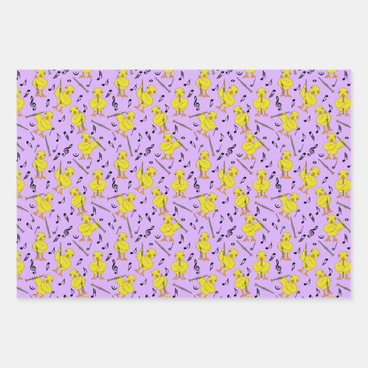 Clarinet Chick Clarinets Muzieknoten Wrapping Pap Inpakpapier Vel (Voorkant)
