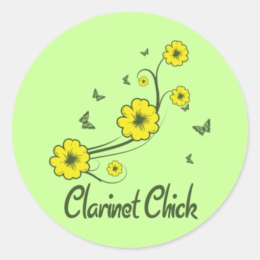 Clarinet Chick Ronde Sticker (Voorkant)