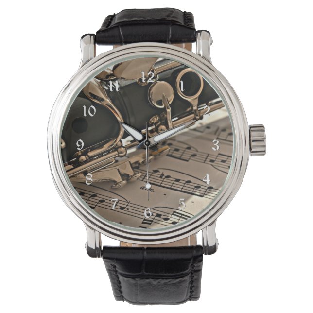 Clarinet Closeup Horloge (Voorkant)