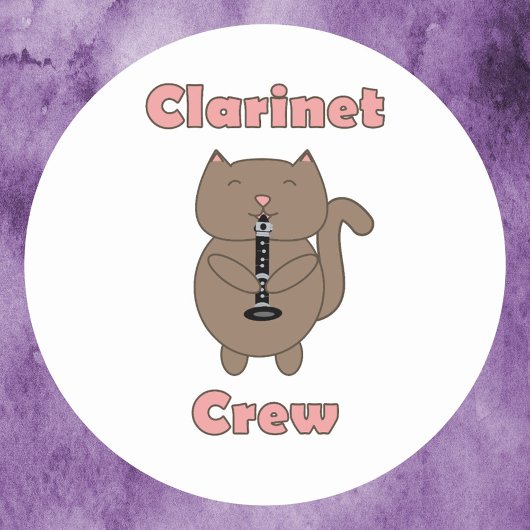 Clarinet Crew Cat Pink Ronde Sticker