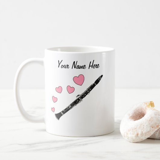Clarinet Custom Wedding Mug Clarinetist Musicien (Avec donut)
