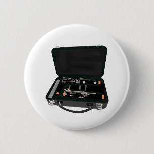 Clarinet Disassembled Inside a Suitcase Ronde Button 5,7 Cm