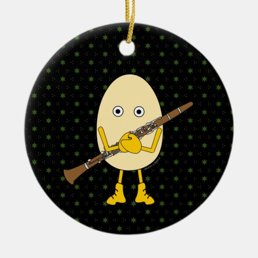 Clarinet Egghead Keramisch Ornament (Voorkant)