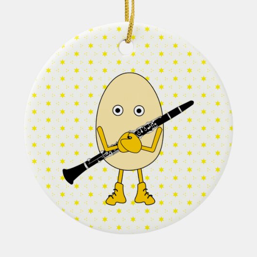 Clarinet Egghead Keramisch Ornament (Voorkant)
