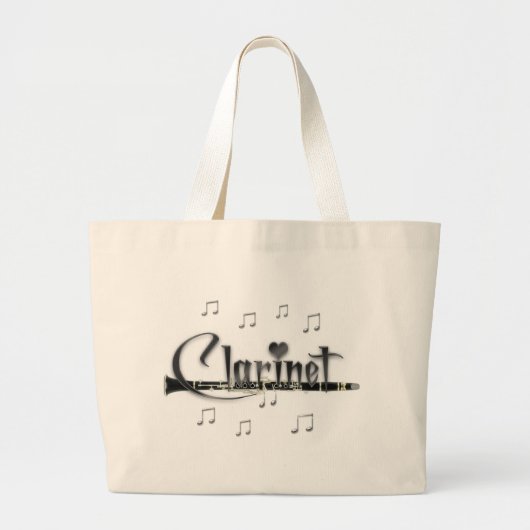 Clarinet I Love Clarinet Grote Tote Bag (Voorkant)