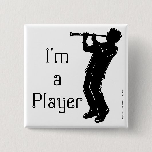 Clarinet, ik ben een speler vierkante button 5,1 cm (Voorkant)