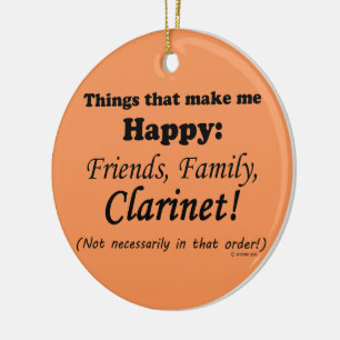 Clarinet maakt me gelukkig keramisch ornament