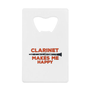 Clarinet maakt me gelukkig kredietkaart flessenopener