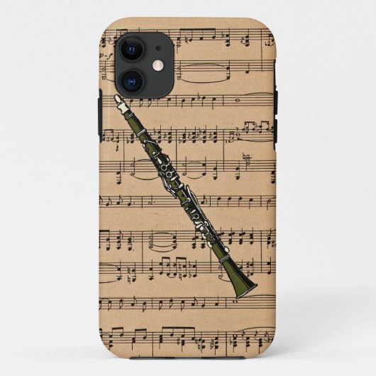 Clarinet met achtergrond voor vel muziek Case-Mate iPhone case (Achterkant)