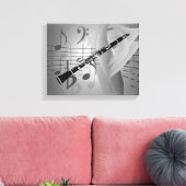 Clarinet met muziekaccessoires canvas afdruk (Insitu (Woonkamer))