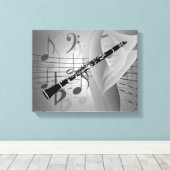 Clarinet met muziekaccessoires canvas afdruk (Insitu (Houten vloer))