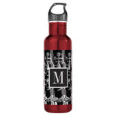 Clarinet met rood, zwart en wit monogram waterfles  (Voorkant)