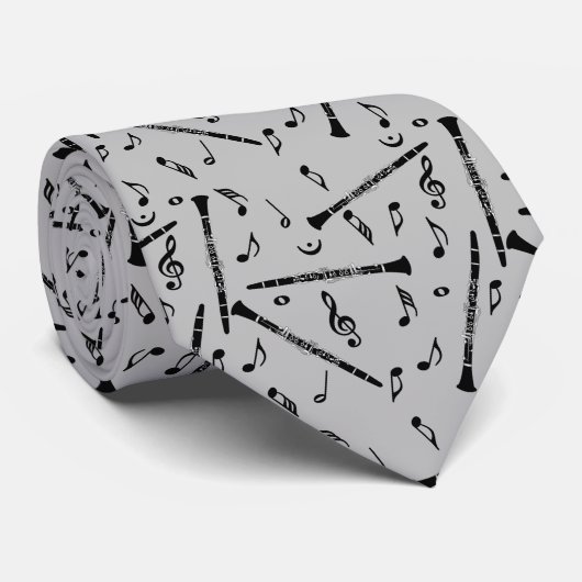 Clarinet Music Note Pattern Stropdas (Opgerold)