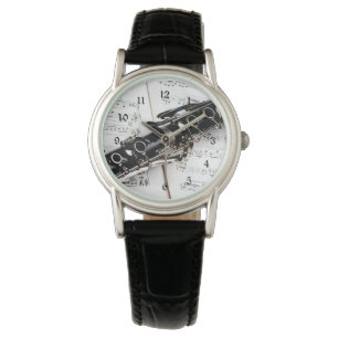 Clarinet, Musical Instrument Closeup Foto Horloge