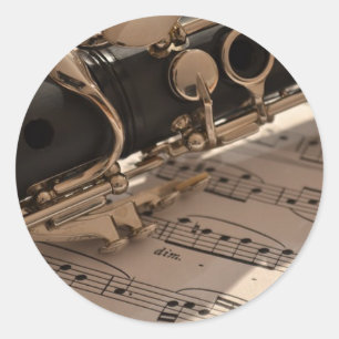 Clarinet musical instrument met notatie ronde sticker