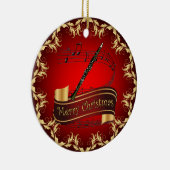 Clarinet ~ Musical Scroll ~ Merry Kerst~ Keramisch Ornament (Rechts)