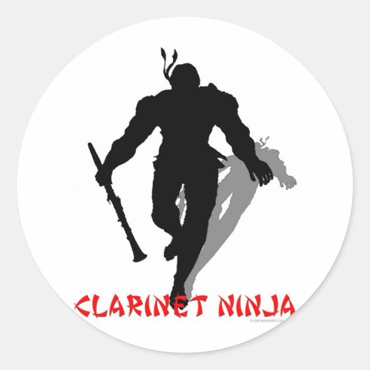 Clarinet Ninja Ronde Sticker (Voorkant)