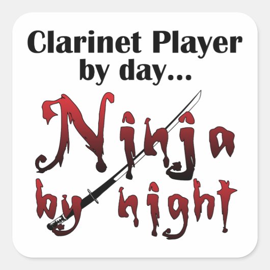 Clarinet Ninja Vierkante Sticker (Voorkant)