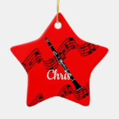 Clarinet on festive musical design, aanpasbaar keramisch ornament (Voorkant)