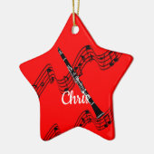 Clarinet on festive musical design, aanpasbaar keramisch ornament (Links)