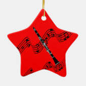 Clarinet on festive musical design, aanpasbaar keramisch ornament (Achterkant)