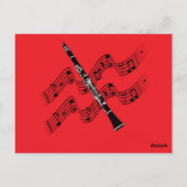 Clarinet op rode achtergrond briefkaart (Achterkant)