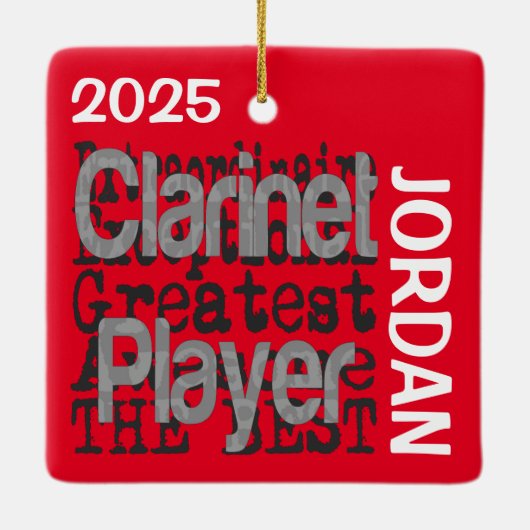 Clarinet Player Extraordinaire CUSTOM Keramisch Ornament (Achterkant)