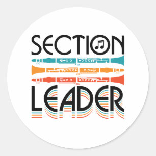 Clarinet Section Leader School Band Retro Ronde Sticker