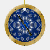 Clarinet ~ Silver ~ Blue ~ Gold ~ Kerstmis ~ Keramisch Ornament (Achterkant)