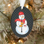 Clarinet Snowman<br><div class="desc">Un joueur de clarinette de bonhomme de neige portant un foulard de musique est un ornement de Noël de musique d'hiver amusant pour les musiciens de vent de bois,  les professeurs de musique scolaire et les élèves en concert et groupe de marche.</div>