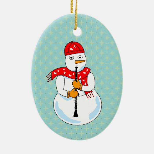 Clarinet Snowman Keramisch Ornament (Achterkant)