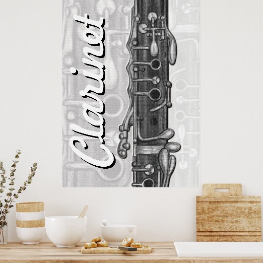 Clarinet Upper Joint in Charcoal Poster (Keuken)